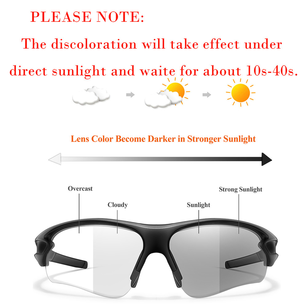 Fashion Photo chromatic Sunglasses for Men and Women, Outdoor Sports Eye wear, Cycling, Running, and Fishing Goggles
