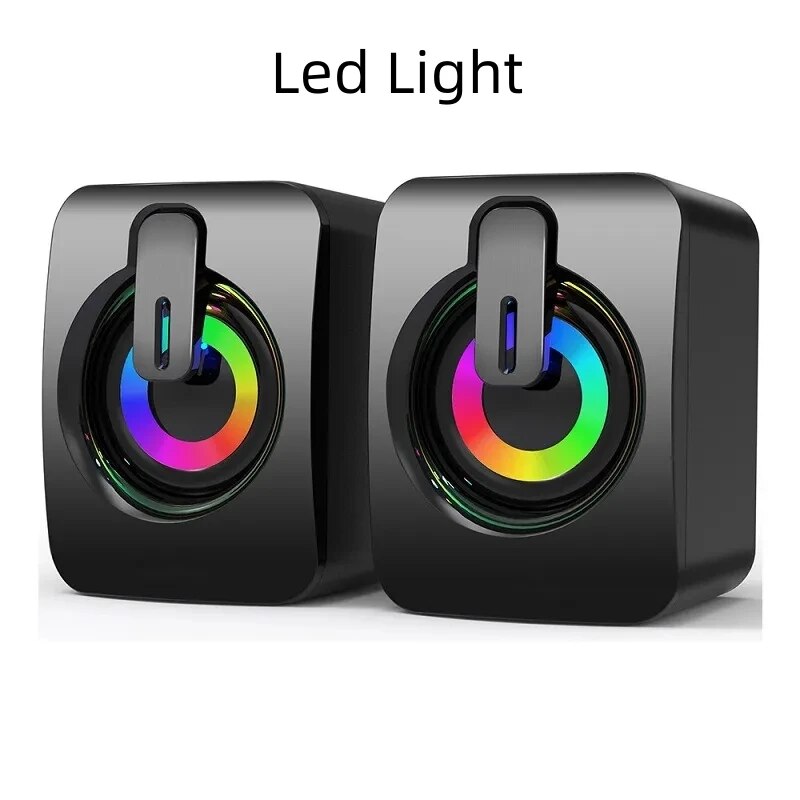 LED Light Stereo Speakers for PC Desktop with Microphone