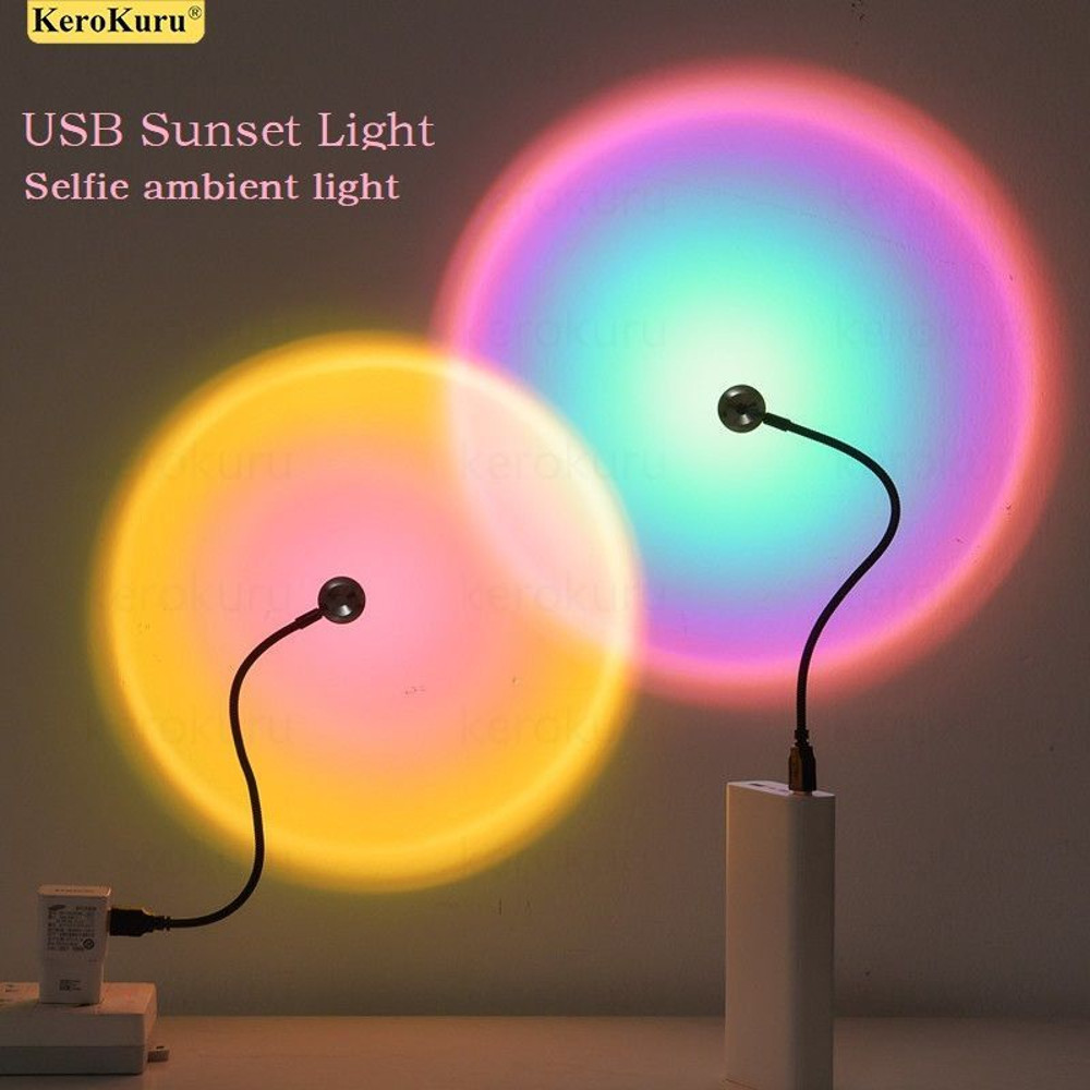 USB Sunset Light Lamp LED Rainbow Neon Night Light Projector Photography 2