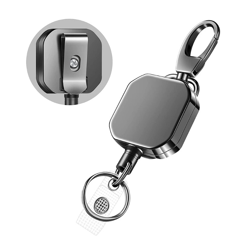 Anti loss Easy to Pull Buckle, Retractable Key Chain Belt Clip, Square Badge Reel, Accessorises Para Auto Key Chain