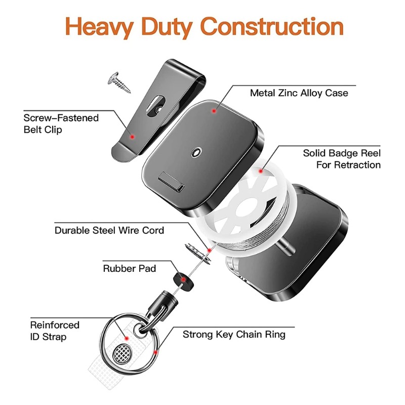 Anti loss Easy to Pull Buckle, Retractable Key Chain Belt Clip, Square Badge Reel, Accessorises Para Auto Key Chain