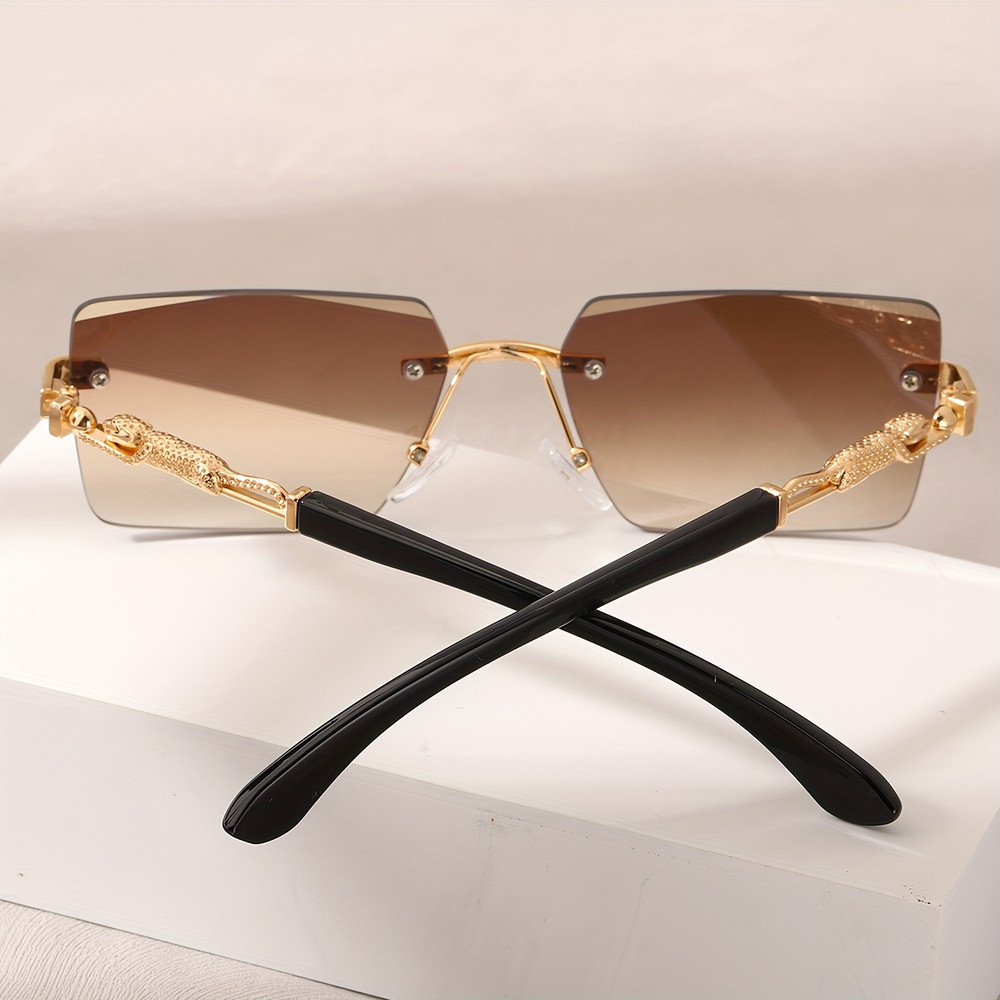 Rimless Rectangle Sunglasses For Men And Women Small Square Shades For Beach And Vacation 2
