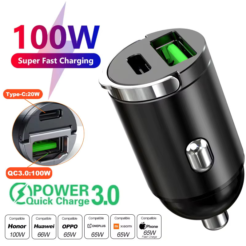 Mini Car Charger USB Type C For IPhone Samsung Xiaomi Huawei 6