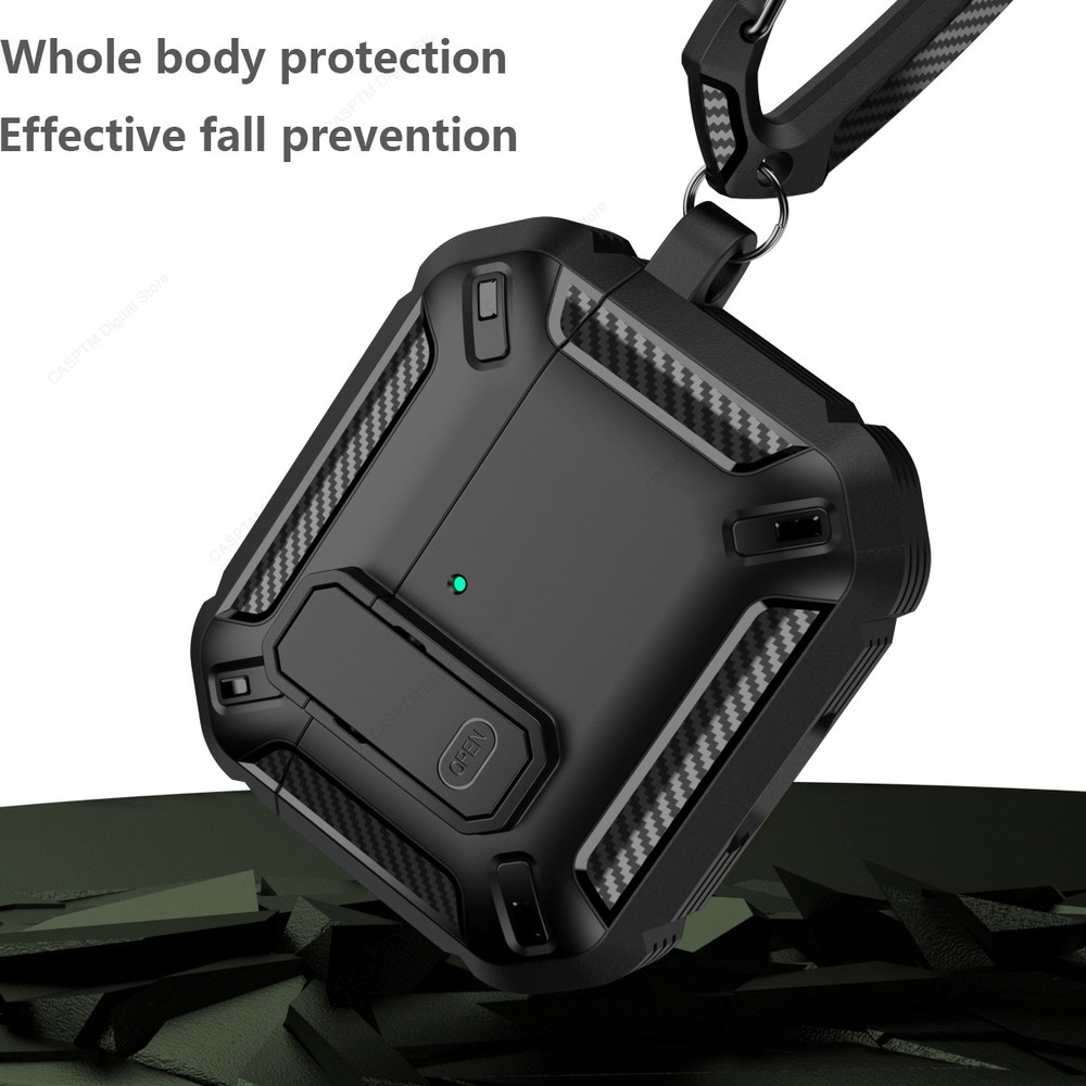 Security Lock Case For Air Pods Protective PC Cover With Hook 4