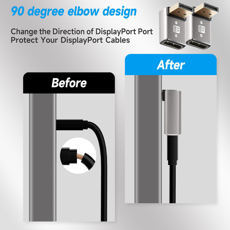 Gold Plated Vertical Bend Adaptor Monitor DP Interface Extension Computer Graphics Card Aluminium A 3