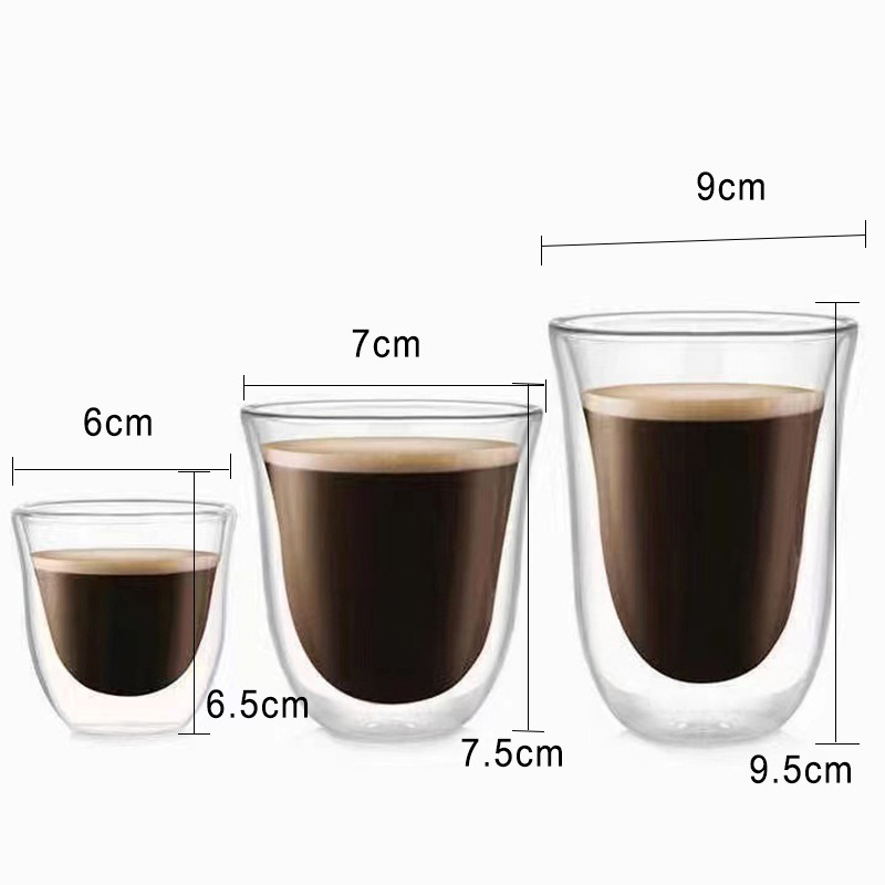 Double layer Transparent Mug, High Silicate Glass, Heat Insulation Cup for Coffee Tea Breakfast Milk Juice Beer