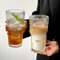 Stripe Glass Cup with Lid, Straw, Transparent Drinking Glasses for Juice, Water, and Iced Coffee