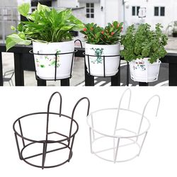 garden hanging iron racks for balcony railing, round flower pot rack