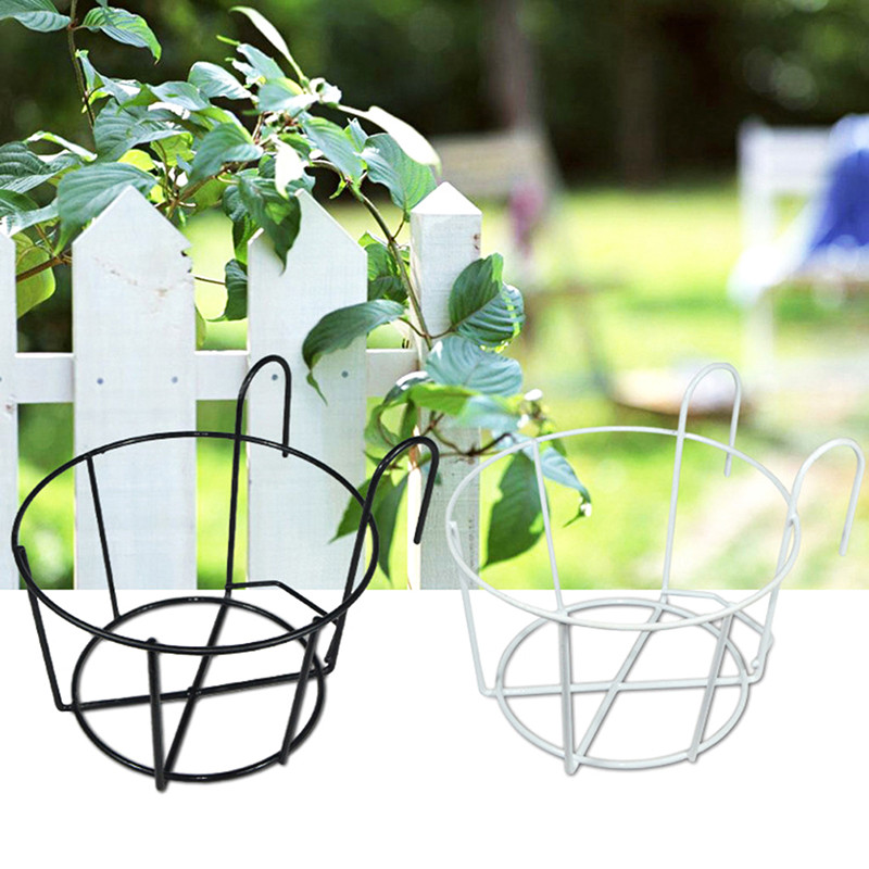Garden Hanging Iron Racks for Balcony Railing, Round Flower Pot Rack