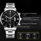 Fashion Men Watches, Luxury Silver Stainless Steel Quartz, Business Watch for Men, Calendar Clock