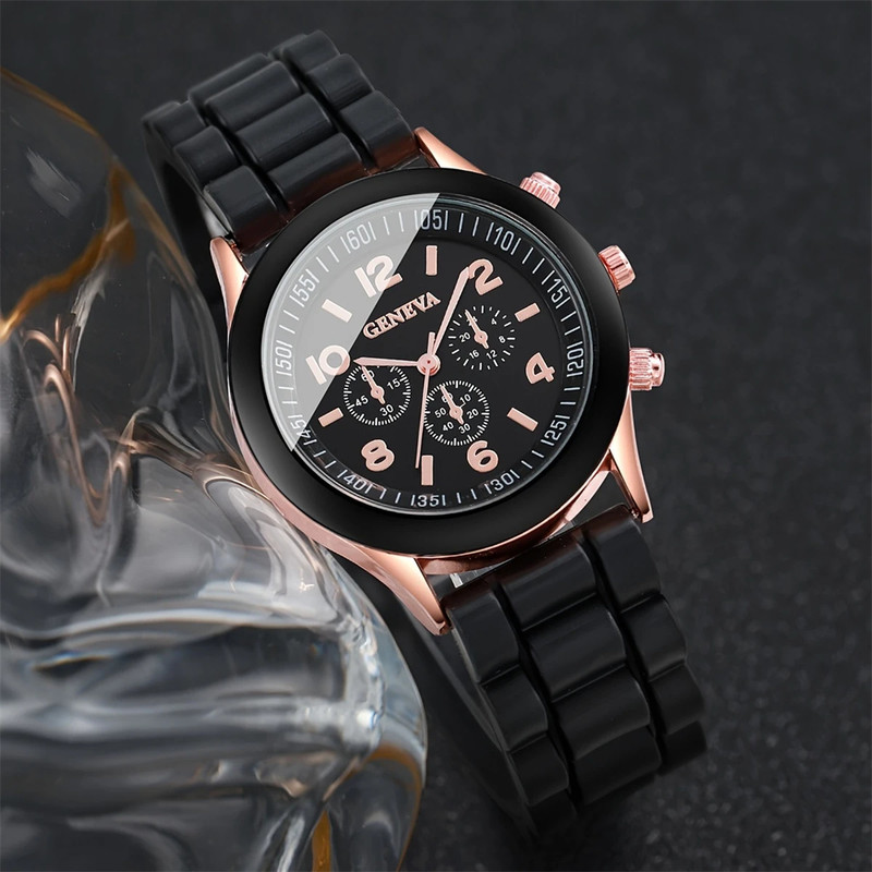 Elegant Fashion Watch Set For Women Luxury Alloy Silicone Strap Quartz Men Watches 2