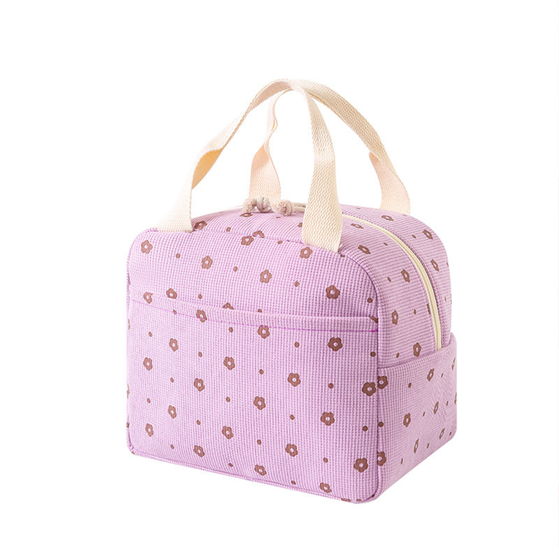 Cute Floral Printed Food Handbags Portable Thermal Lunch Bag Office Cooler Ice Insulated Case Durab 7