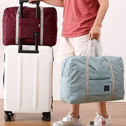 fold able carry on travel bags, lightweight nylon weekend totes, large capacity storage bag, multi functional air plane