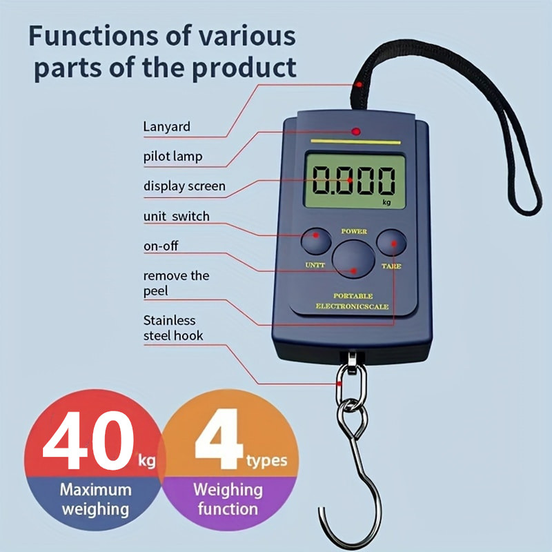 Multi Functional Mini Electronic Digital Portable Hanging Scale Weighs Tool Travel Hook Scales For 1