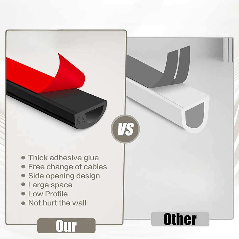 Meter Cord Management Channel, Invisible Decorative Wire Cover, Anti Step Protector, Adhesive Soft Cable Race Way