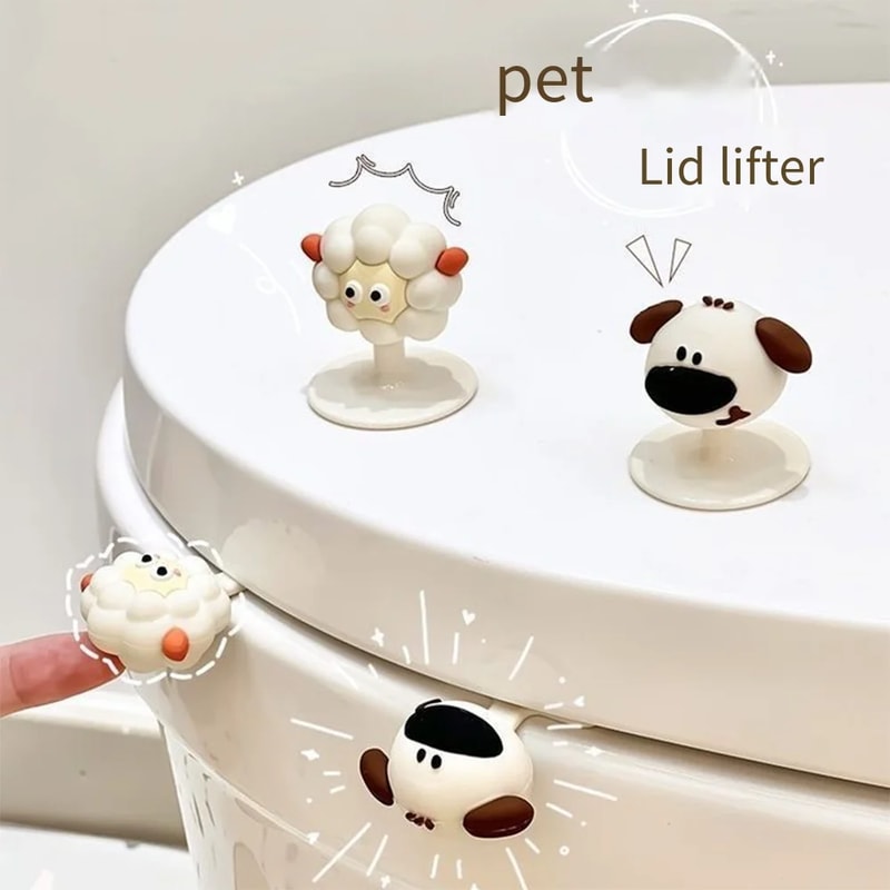 Portable Lovely Cartoon Toilet Lifting Device, No Punching Required, WC Handle, Anti-dirty Lid Lift Tool