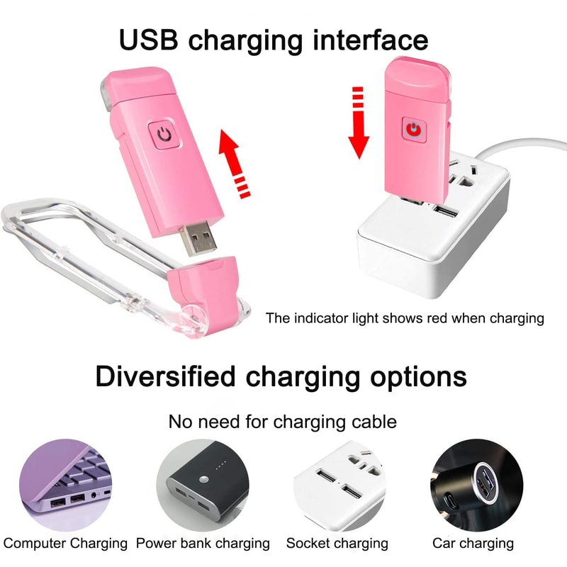 Mini LED Clip Light, Small Night Light, USB Charging, Adjustable Brightness