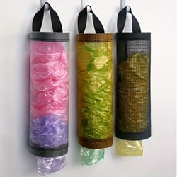 wall-mounted plastic bag with hook, foldable breathable mesh garbage bag for any room