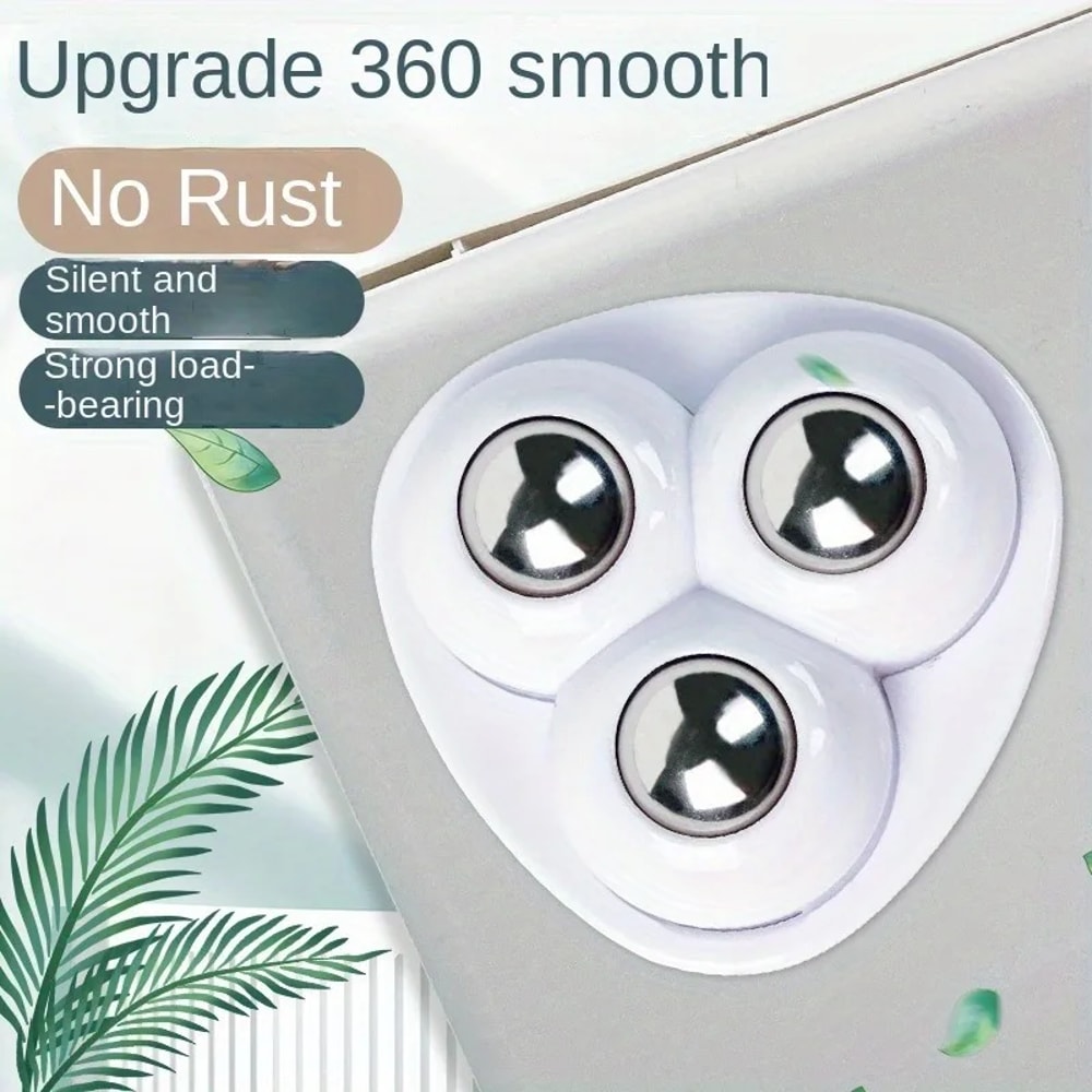 Universal Castors Movable Adhesive Three Bead Wheel, Load-Bearing Wear-Resistant Pulley, Household Hardware