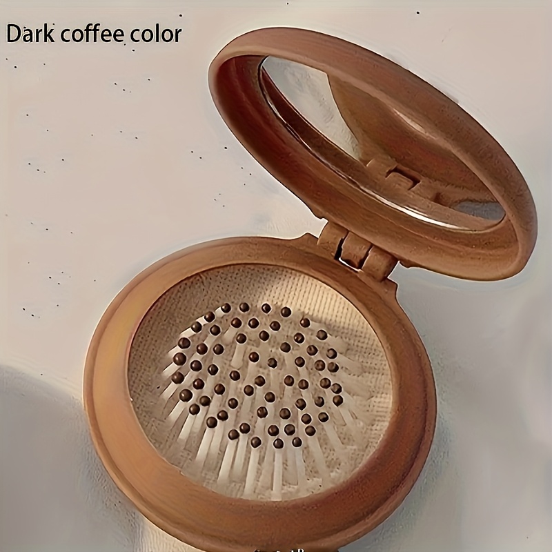 Mini Portable Folding Travel Hair Brush With Mirror For Women 4