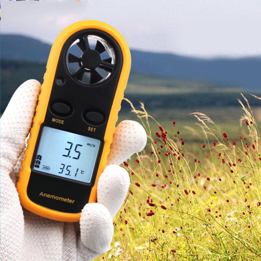Pocket Digital Anemometer Wind Speed Meter Temperature Tester Lcd Back Light Display 1