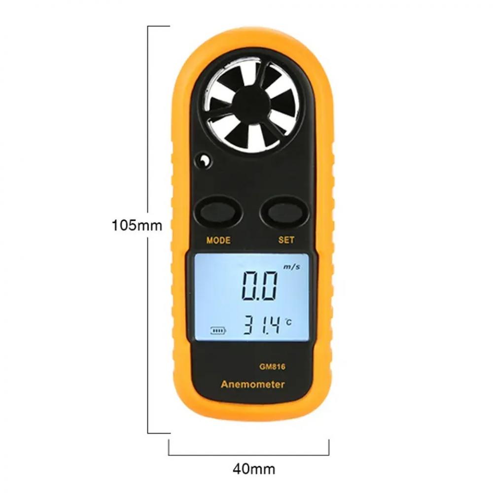 Pocket Digital Anemometer Wind Speed Meter Temperature Tester Lcd Back Light Display 2