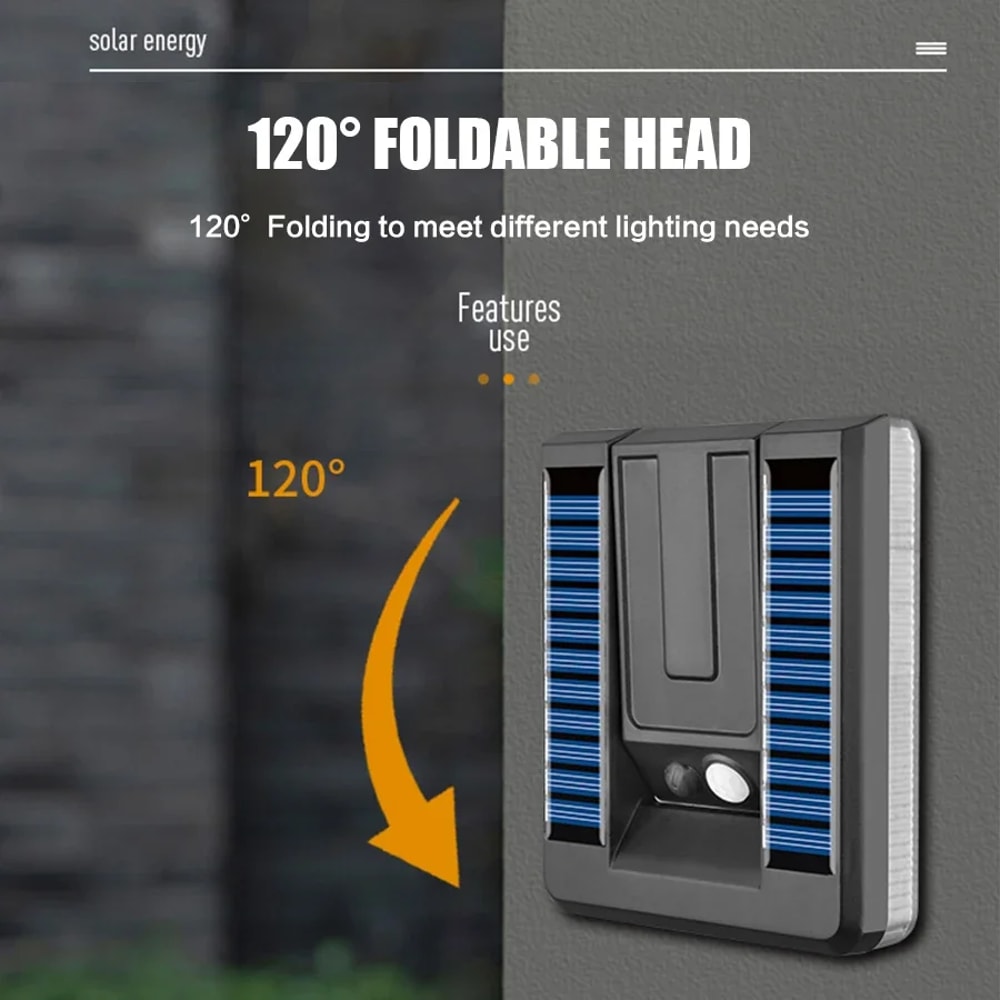 Outdoor Solar Sensor Wall Light Waterproof Folding Light Adjustable For Courtyards Balconies 5