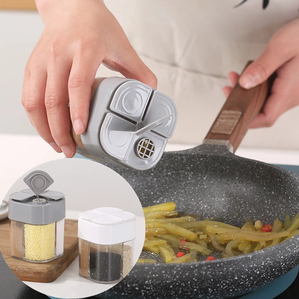 Spice Salt Pepper Shakers Transparent Jar, Barbecue Condiment Can, Kitchen Gadgets with Cover