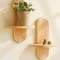 Style Wooden Wall Shelves Geometric Wall Mounted Shelves Modern Home Decor Natural Wood Finish Plan 0