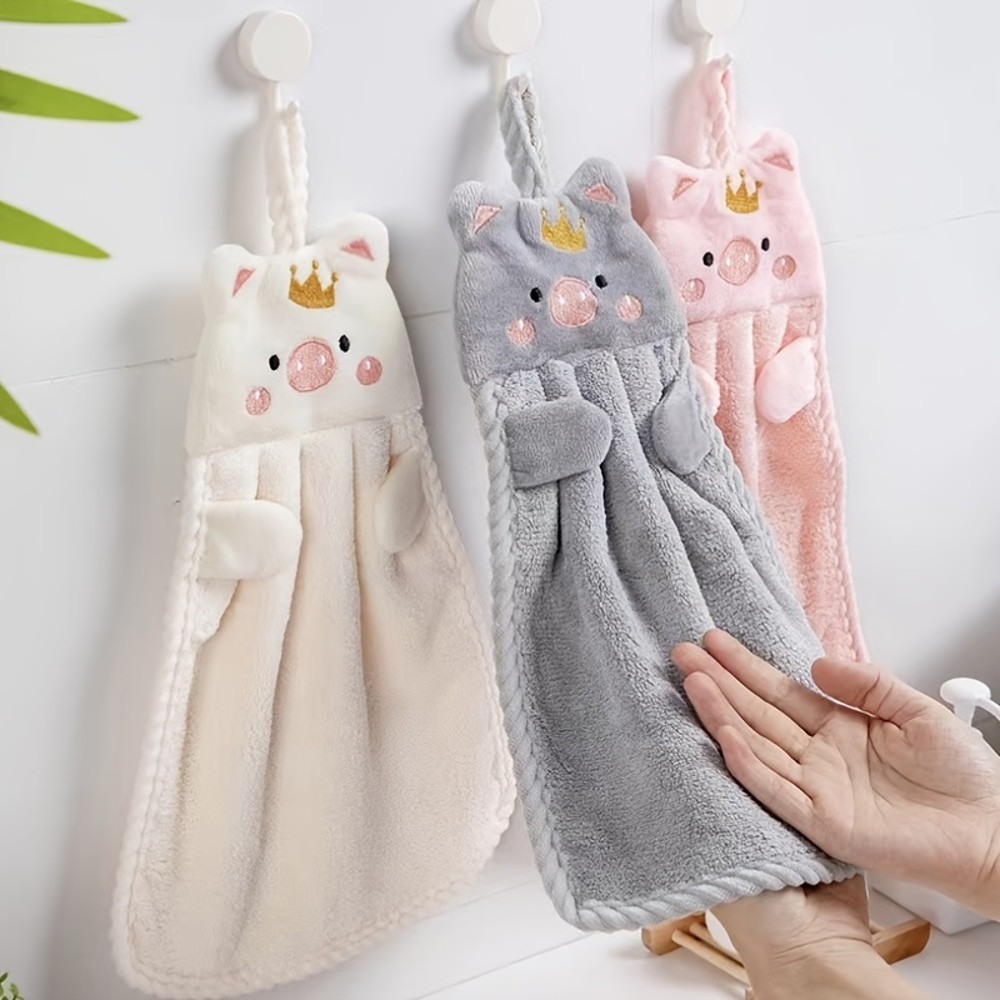 Microfiber Cute Hand Towels, Household Cute Absorbent Kitchen Towel, Bathroom Accessories, Lazy Rag Towel for Daily Use