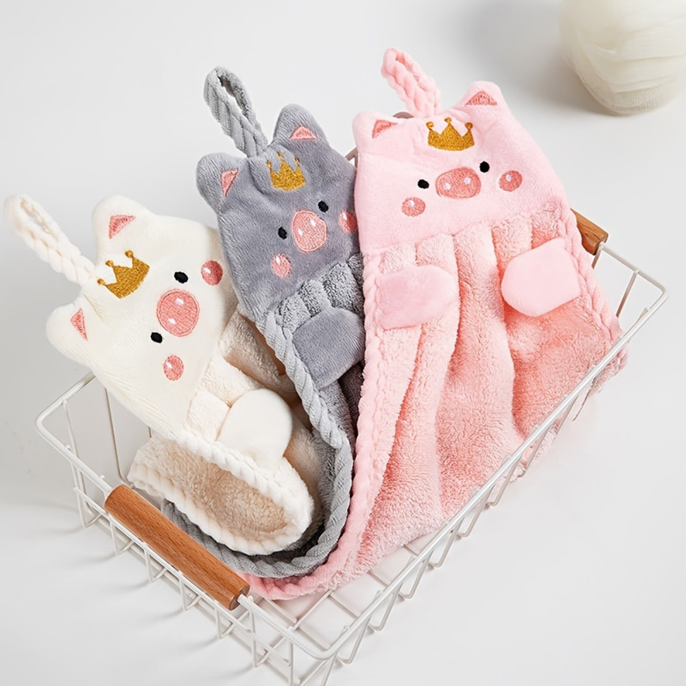 Microfiber Cute Hand Towels, Household Cute Absorbent Kitchen Towel, Bathroom Accessories, Lazy Rag Towel for Daily Use