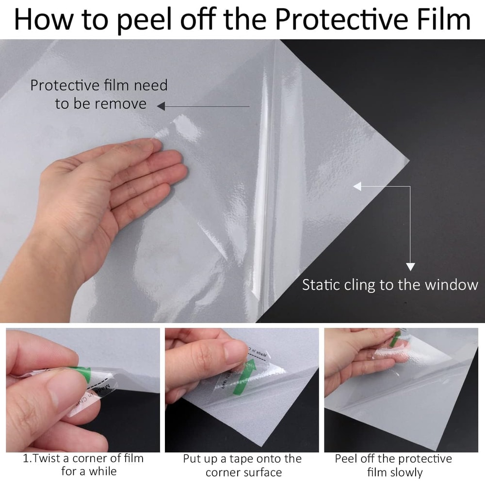 Window Privacy Film, Matte White Static Cling, Frosted Glass Window Film for Bathroom, Heat Blocking Non Adhesive