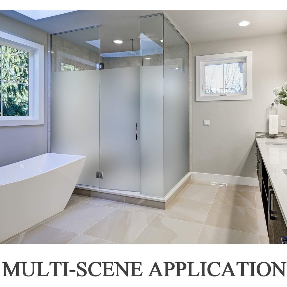 Window Privacy Film, Matte White Static Cling, Frosted Glass Window Film for Bathroom, Heat Blocking Non Adhesive