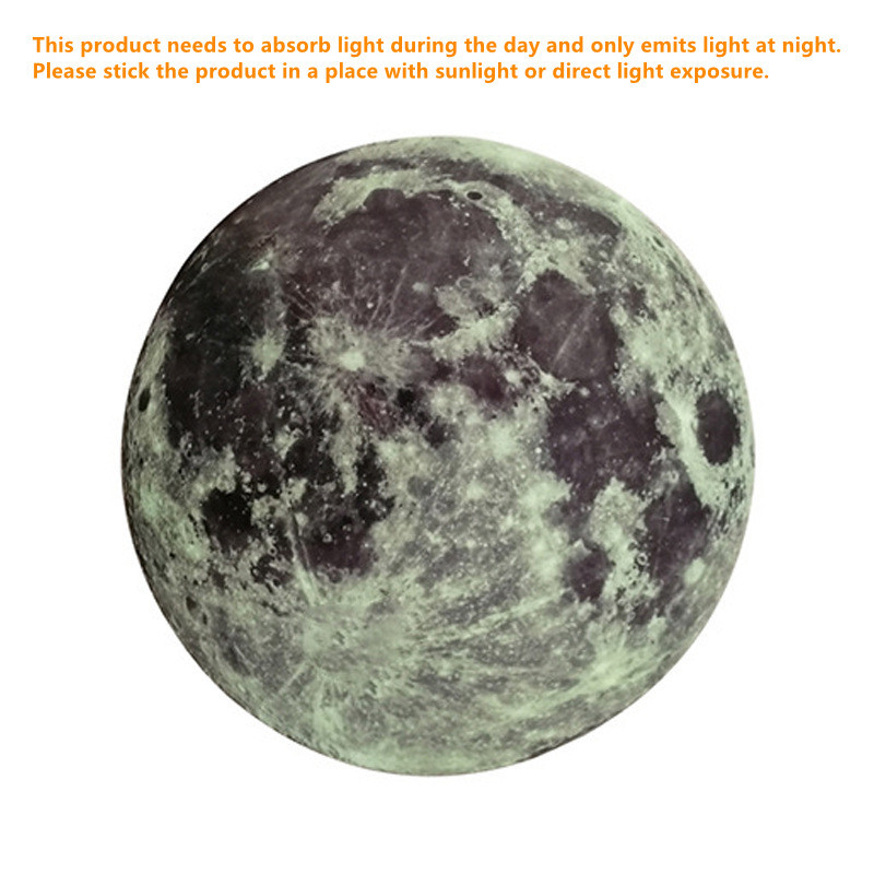Hot Sale Luminous Moon Wall Sticker Glow In The Dark Wallpaper Fluorescent PVC Decals Kids Room Wal 1