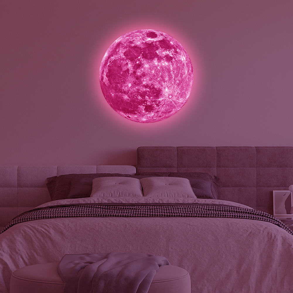 Hot Sale Luminous Moon Wall Sticker Glow In The Dark Wallpaper Fluorescent PVC Decals Kids Room Wal 2