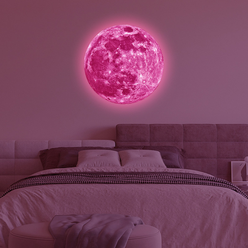 Hot Sale Luminous Moon Wall Sticker Glow In The Dark Wallpaper Fluorescent PVC Decals Kids Room Wal 2