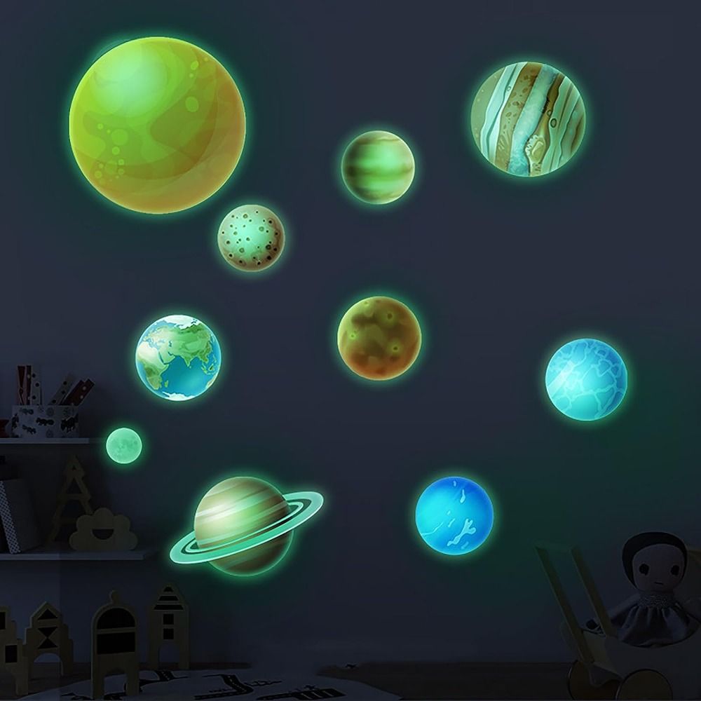 Luminous Stars Wall Stickers PVC Planets Stickers Glow In The Dark Ceiling Stars Planet Wall Decals 2