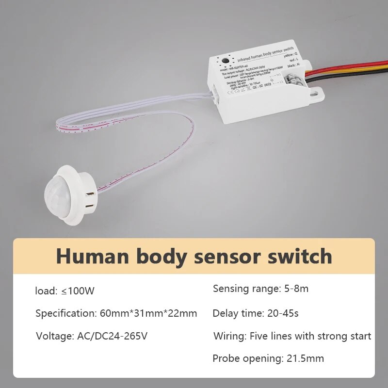 Infrared Body Motion Sensor Switch Auto LED Lamp Control Smart Home Lighting Adjustable Delay Timer 6