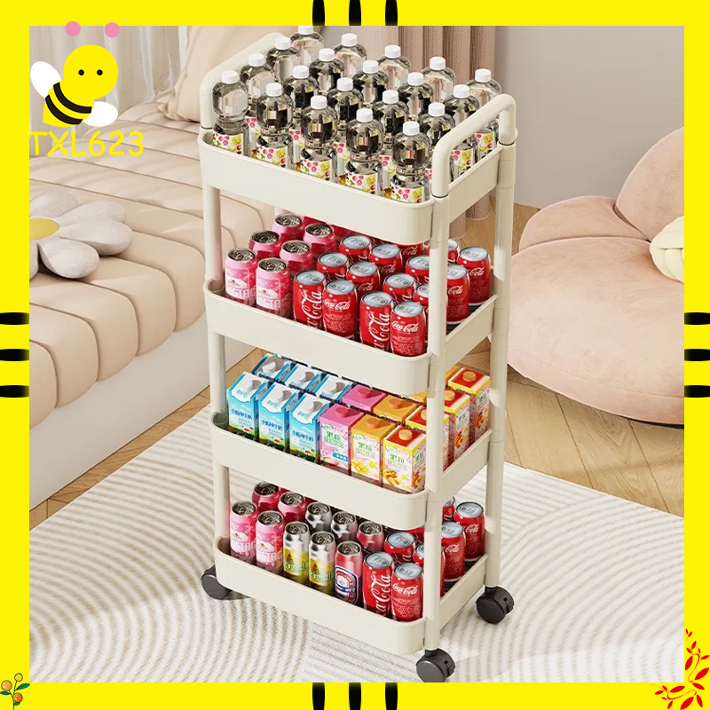 Mobile Bathroom Storage Trolley Rack Multifunctional Household Kitchen Bathroom Organizer Cart Wit