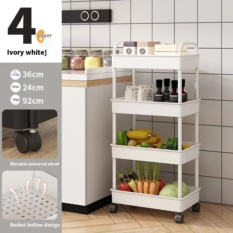Mobile Bathroom Storage Trolley Rack Multifunctional Household Kitchen Bathroom Organizer Cart Wit