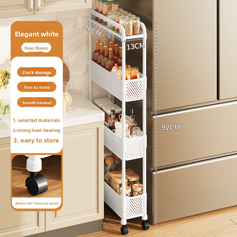 Movable Gap Storage Rack Narrow Household Floor Standing Cart For Kitchen Living Room 7