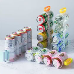 household soda can beverage storage rack with handle, washable and refrigerator safe