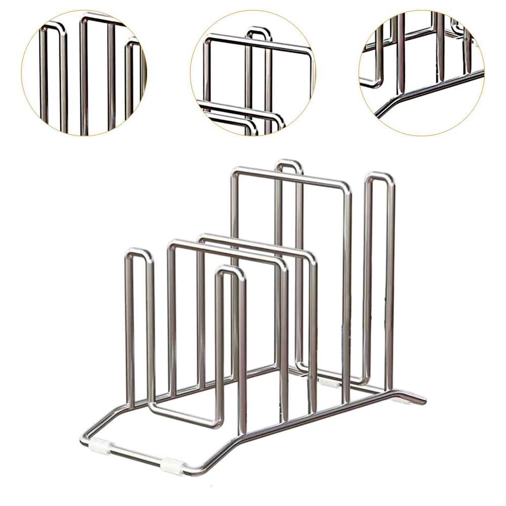 Stainless Steel Pot Lid Storage Rack Multifunction Cutting Board Kitchen Placement Rack Pot Utensil 4