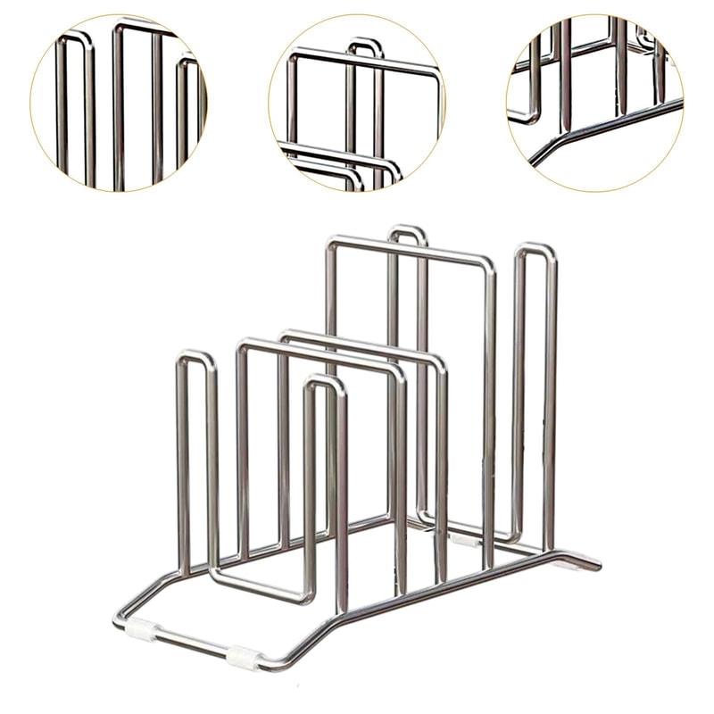 Stainless Steel Pot Lid Storage Rack Multifunction Cutting Board Kitchen Placement Rack Pot Utensil 4