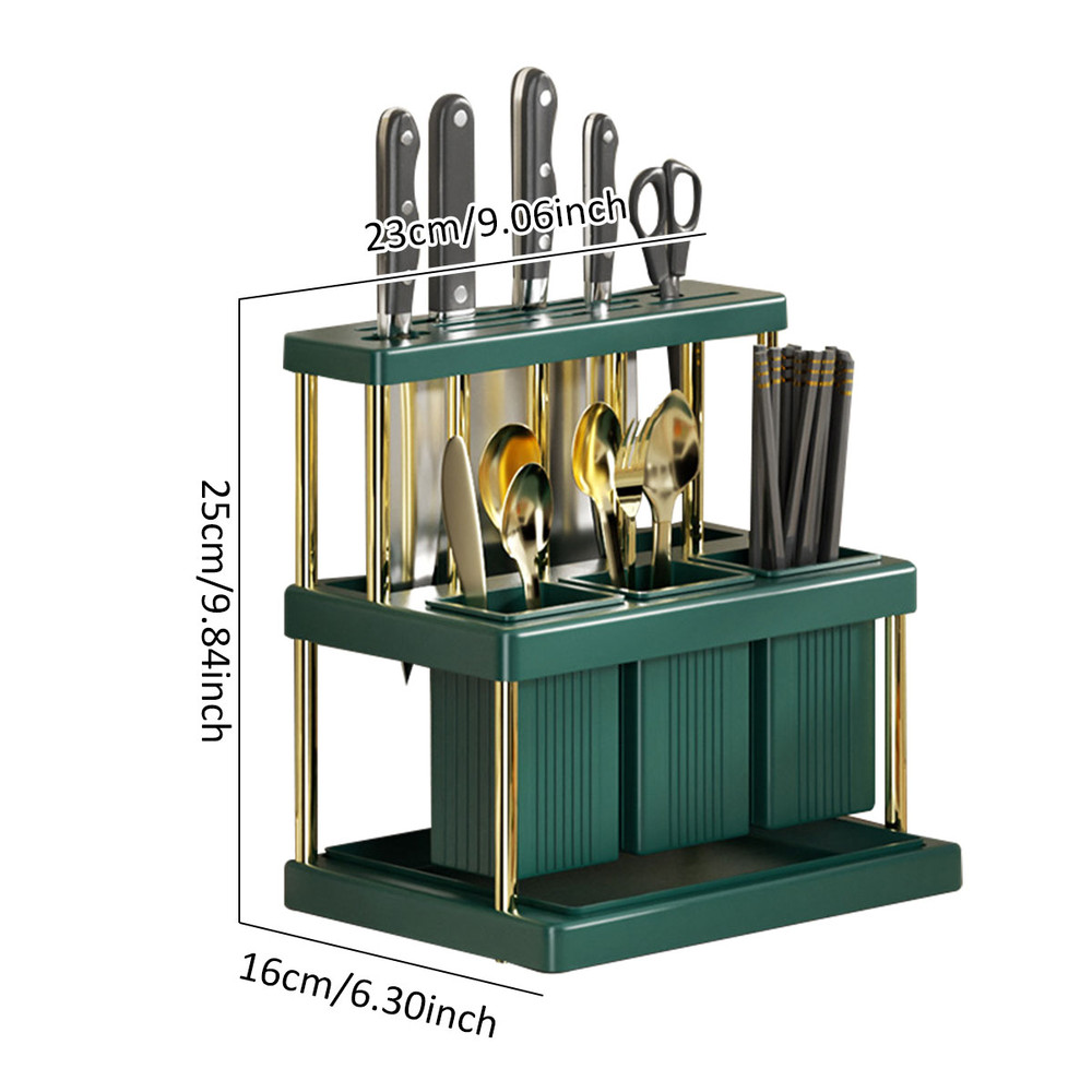 Kitchen Knife Holder MultiFunction Cutter And Cutlery Drainer Rack Space Saving Utensil Organiser R 3