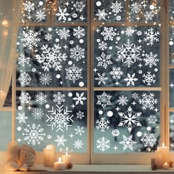 christmas snowflake window flowers, pvc electrostatic stickers for glass, reusable winter decorative stickers