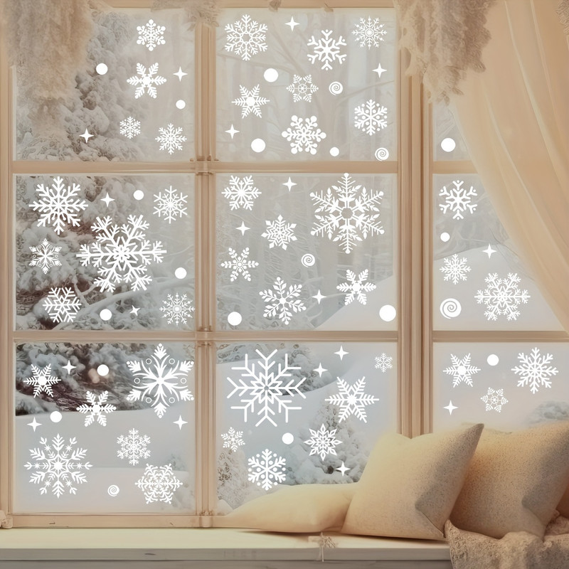 Christmas Snowflake Window Flowers PVC Electrostatic Stickers For Glass Reusable Winter Decorative 1