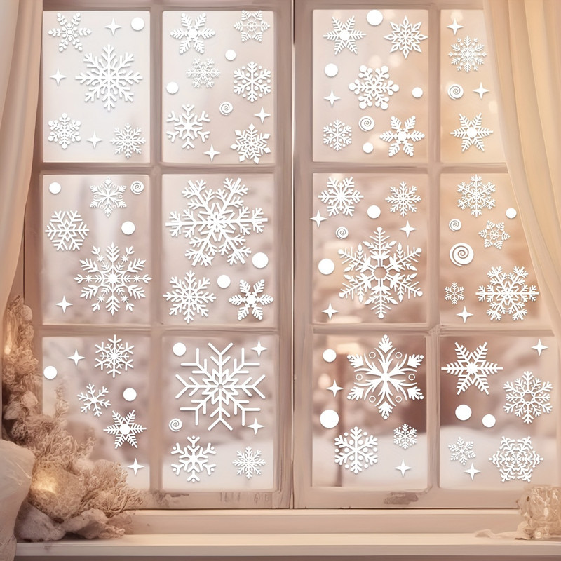 Christmas Snowflake Window Flowers PVC Electrostatic Stickers For Glass Reusable Winter Decorative 2