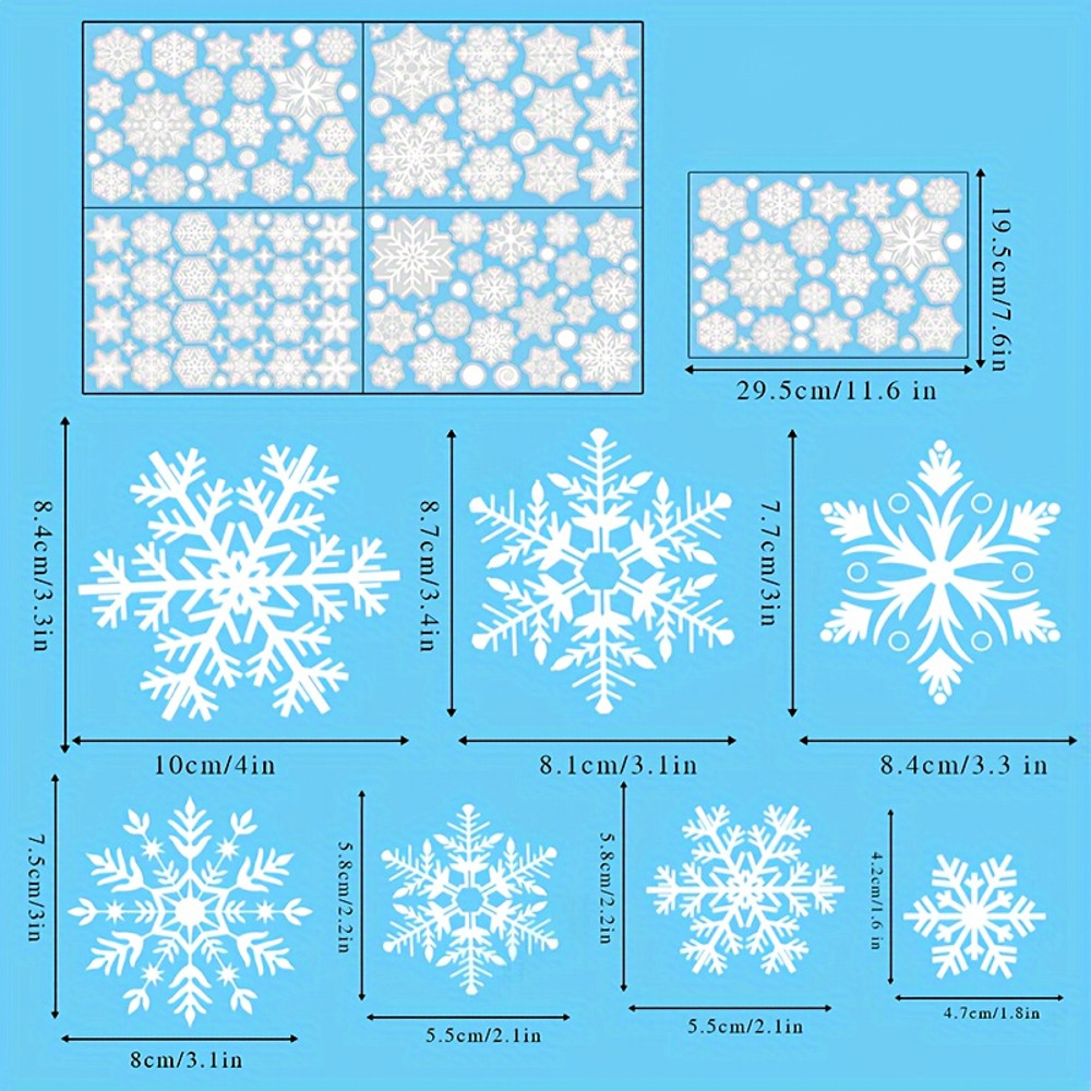 Christmas Snowflake Window Flowers PVC Electrostatic Stickers For Glass Reusable Winter Decorative 4