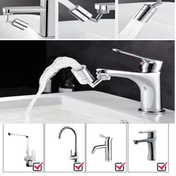 universal faucet extension adaptor, rotating splash proof, water saving abs plastic aerator